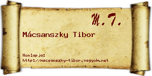 Mácsanszky Tibor névjegykártya